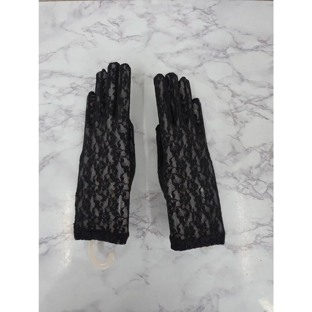 Lord & Taylor Vintage Black Lace Wrist Dress Gloves Women Accessories